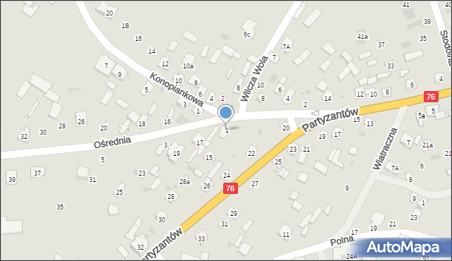 Stoczek Łukowski, Ośrednia, 1, mapa Stoczek Łukowski