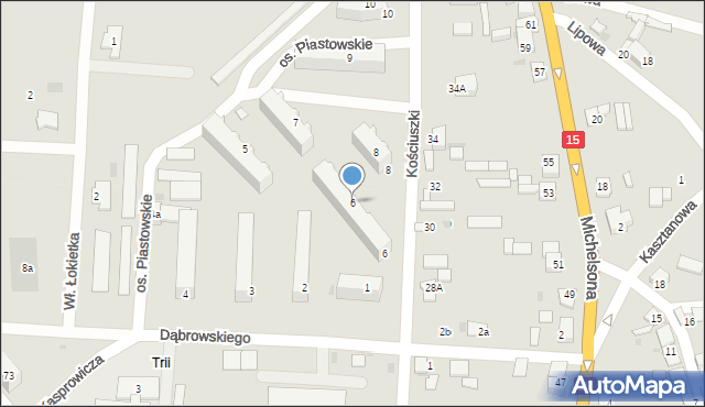 Strzelno, Osiedle Piastowskie, 6, mapa Strzelno