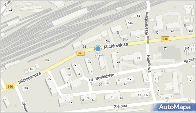 Sucha Beskidzka, Osiedle Beskidzkie, 1/11, mapa Sucha Beskidzka