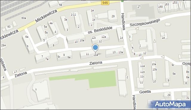 Sucha Beskidzka, Osiedle Beskidzkie, 11a, mapa Sucha Beskidzka