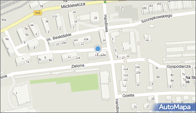 Sucha Beskidzka, Osiedle Beskidzkie, 13b, mapa Sucha Beskidzka
