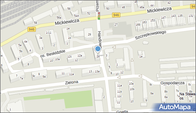 Sucha Beskidzka, Osiedle Beskidzkie, 14, mapa Sucha Beskidzka