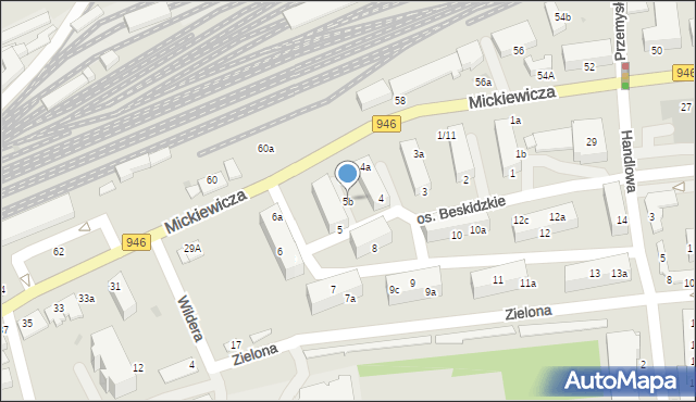 Sucha Beskidzka, Osiedle Beskidzkie, 5b, mapa Sucha Beskidzka