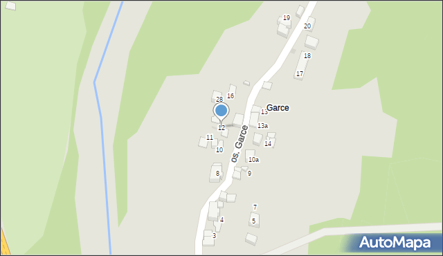 Sucha Beskidzka, Osiedle Garce, 12, mapa Sucha Beskidzka