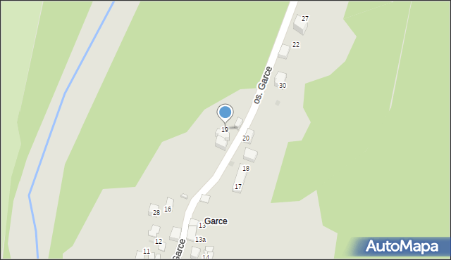 Sucha Beskidzka, Osiedle Garce, 19, mapa Sucha Beskidzka