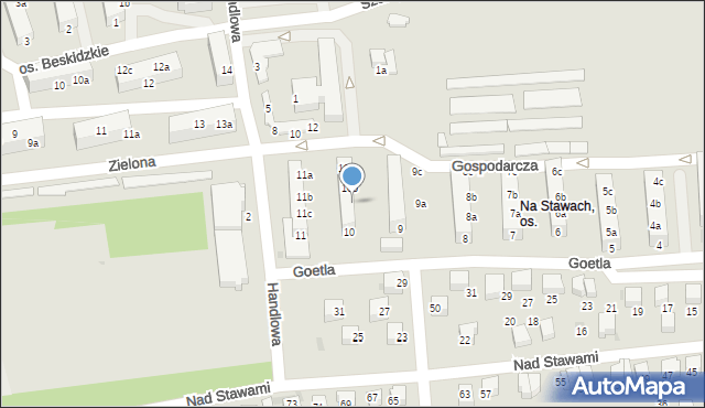 Sucha Beskidzka, Osiedle na Stawach, 10c, mapa Sucha Beskidzka