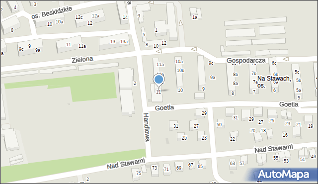 Sucha Beskidzka, Osiedle na Stawach, 11, mapa Sucha Beskidzka
