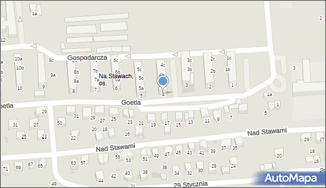 Sucha Beskidzka, Osiedle na Stawach, 4, mapa Sucha Beskidzka