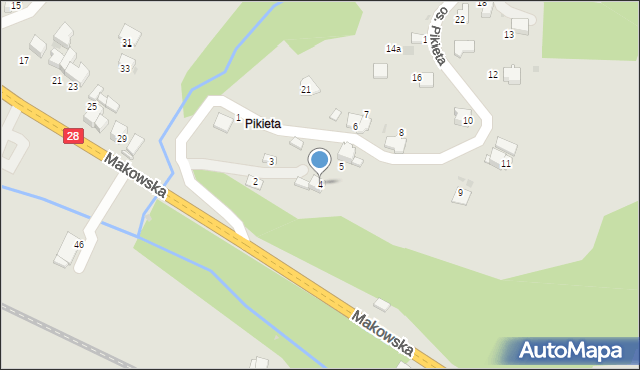 Sucha Beskidzka, Osiedle Pikieta, 4, mapa Sucha Beskidzka