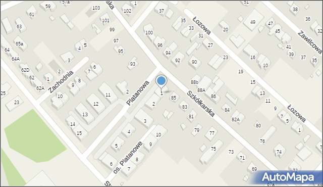 Suchy Las, Osiedle Platanowe, 1, mapa Suchy Las