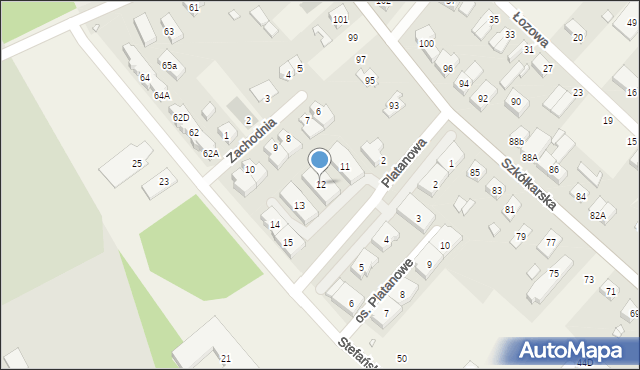 Suchy Las, Osiedle Platanowe, 12, mapa Suchy Las