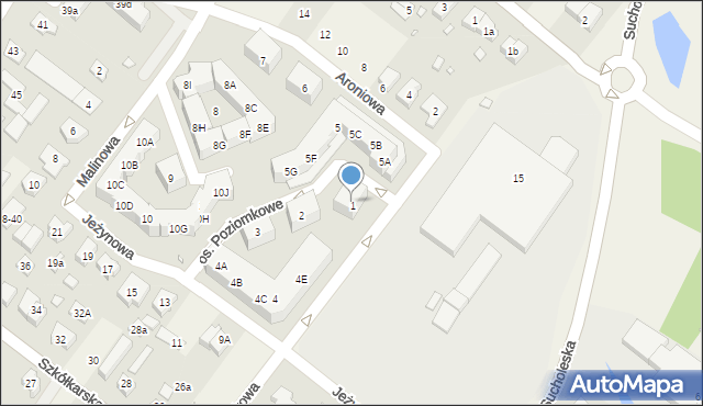Suchy Las, Osiedle Poziomkowe, 1, mapa Suchy Las