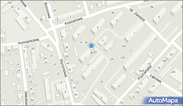 Sulechów, Osiedle Zacisze, 1a, mapa Sulechów