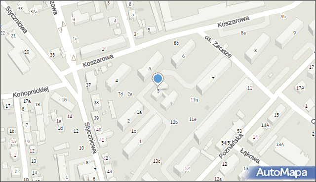 Sulechów, Osiedle Zacisze, 3, mapa Sulechów