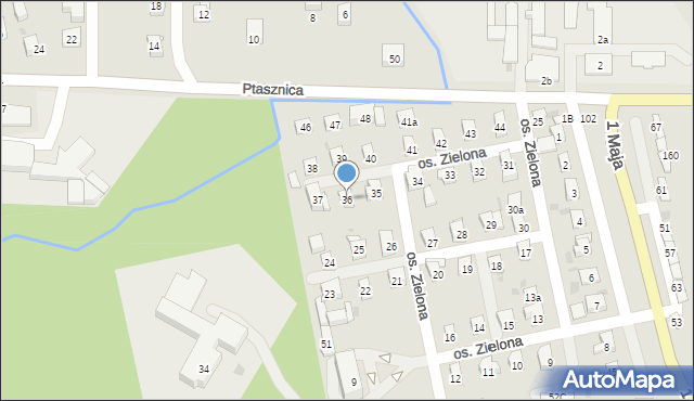 Sułkowice, Osiedle Zielona, 36, mapa Sułkowice