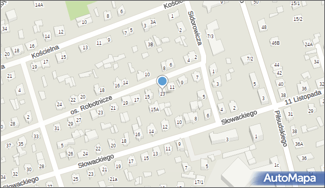 Supraśl, Osiedle Robotnicze, 13, mapa Supraśl