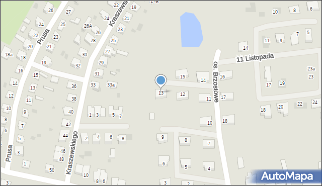 Susz, Osiedle Brzostowe, 13, mapa Susz