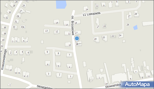 Susz, Osiedle Brzostowe, 18, mapa Susz