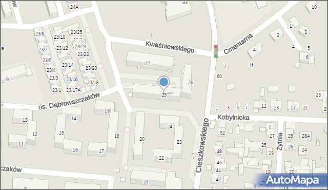 Swarzędz, Osiedle Dąbrowszczaków, 25, mapa Swarzędz