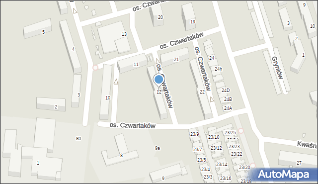 Swarzędz, Osiedle Czwartaków, 12, mapa Swarzędz