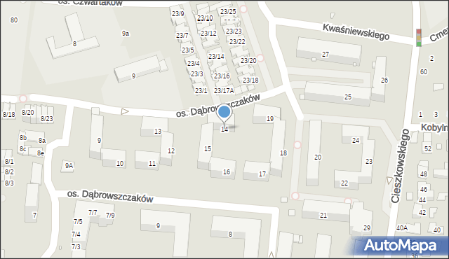 Swarzędz, Osiedle Dąbrowszczaków, 14, mapa Swarzędz