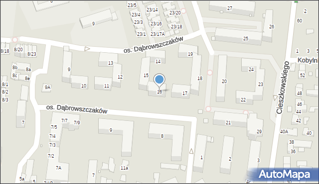 Swarzędz, Osiedle Dąbrowszczaków, 16, mapa Swarzędz
