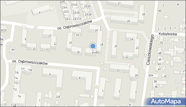 Swarzędz, Osiedle Dąbrowszczaków, 17, mapa Swarzędz