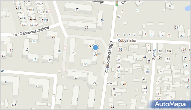 Swarzędz, Osiedle Dąbrowszczaków, 23, mapa Swarzędz