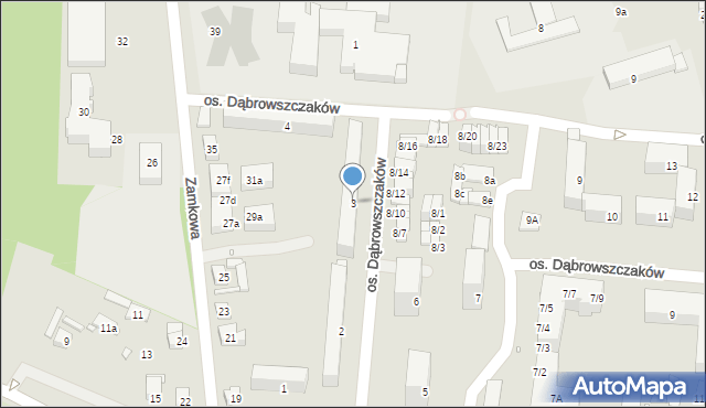 Swarzędz, Osiedle Dąbrowszczaków, 3, mapa Swarzędz