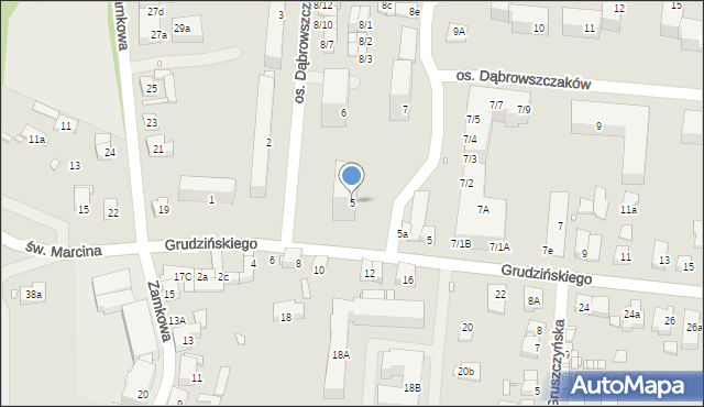 Swarzędz, Osiedle Dąbrowszczaków, 5, mapa Swarzędz