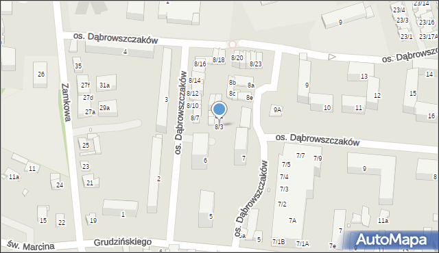 Swarzędz, Osiedle Dąbrowszczaków, 8/3, mapa Swarzędz