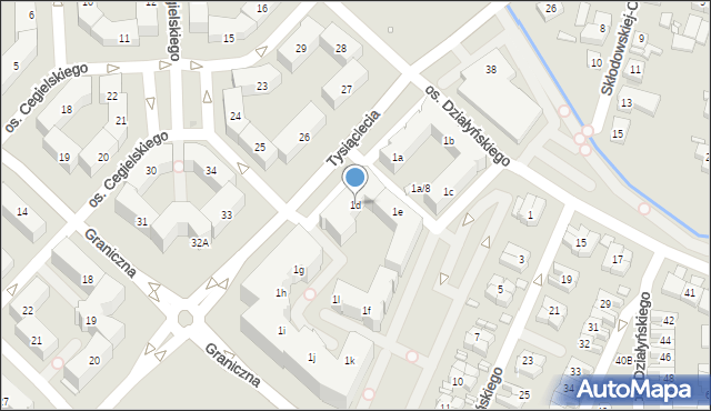 Swarzędz, Osiedle Działyńskiego Tytusa, 1d, mapa Swarzędz