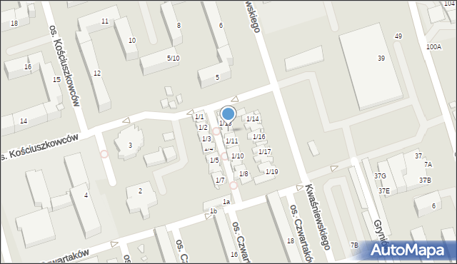 Swarzędz, Osiedle Kościuszkowców, 1/12, mapa Swarzędz
