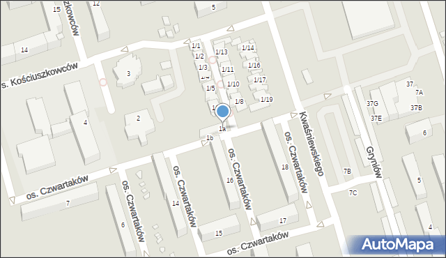 Swarzędz, Osiedle Kościuszkowców, 1a, mapa Swarzędz