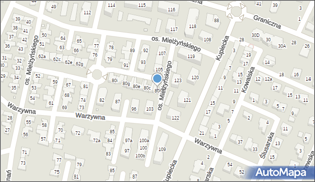 Swarzędz, Osiedle Mielżyńskiego Macieja, 80a, mapa Swarzędz