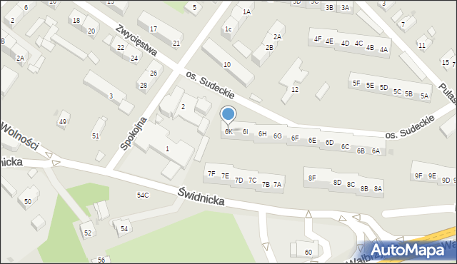 Świebodzice, Osiedle Sudeckie, 6K, mapa Świebodzice