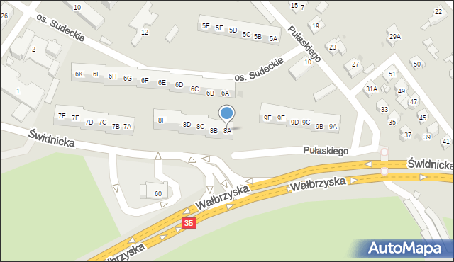 Świebodzice, Osiedle Sudeckie, 8A, mapa Świebodzice
