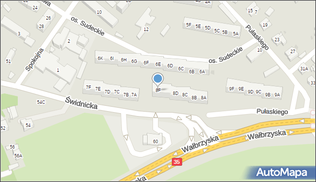 Świebodzice, Osiedle Sudeckie, 8F, mapa Świebodzice