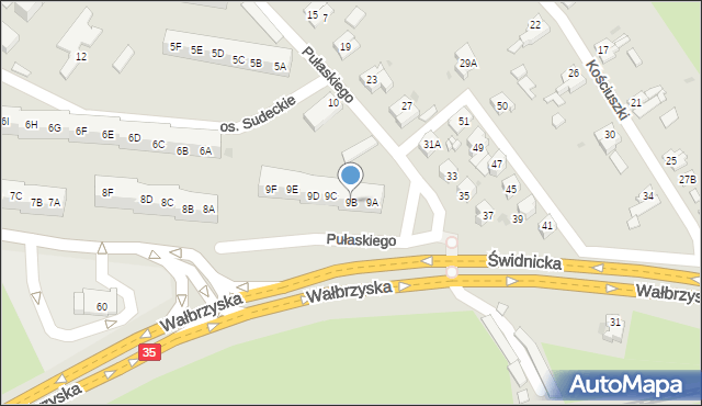 Świebodzice, Osiedle Sudeckie, 9B, mapa Świebodzice