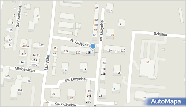 Świebodzin, Osiedle Łużyckie, 12F, mapa Świebodzin