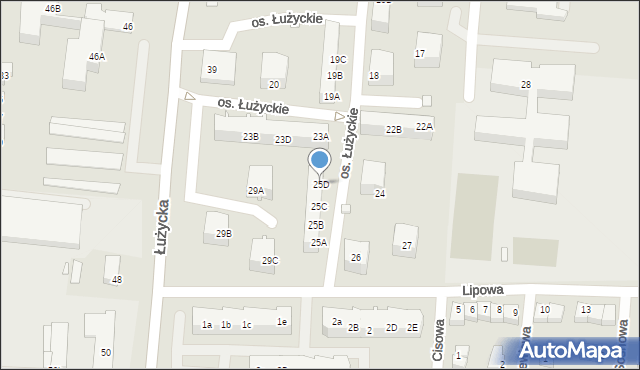 Świebodzin, Osiedle Łużyckie, 25D, mapa Świebodzin