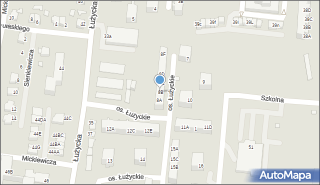 Świebodzin, Osiedle Łużyckie, 8B, mapa Świebodzin