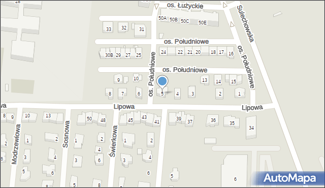 Świebodzin, Osiedle Południowe, 5, mapa Świebodzin