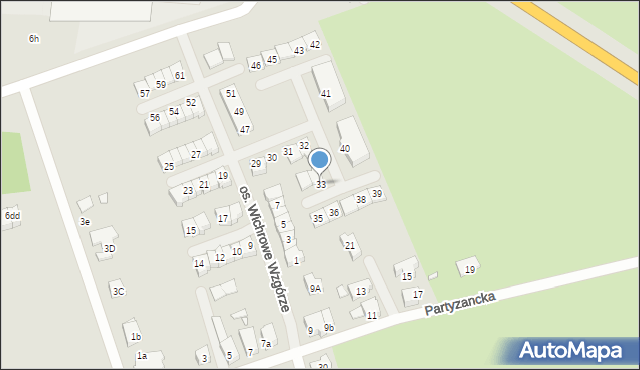 Świebodzin, Osiedle Wichrowe Wzgórze, 33, mapa Świebodzin