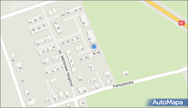 Świebodzin, Osiedle Wichrowe Wzgórze, 38, mapa Świebodzin