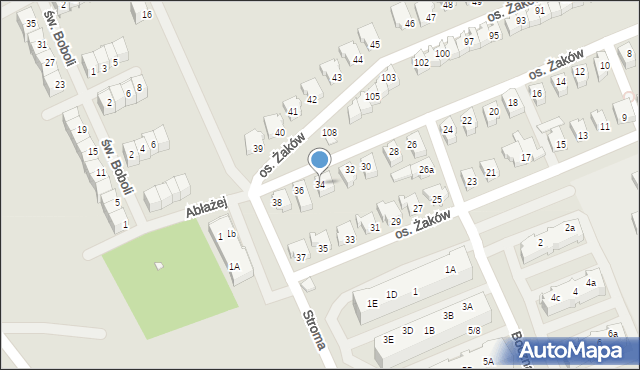 Świebodzin, Osiedle Żaków, 34, mapa Świebodzin