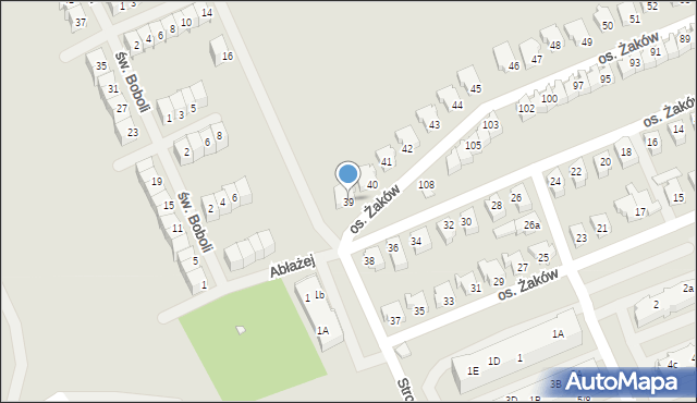 Świebodzin, Osiedle Żaków, 39, mapa Świebodzin