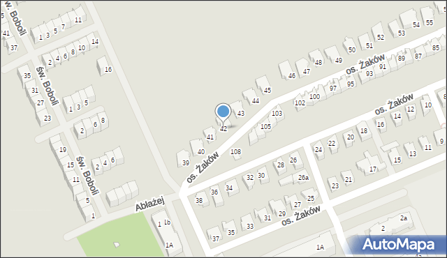 Świebodzin, Osiedle Żaków, 42, mapa Świebodzin