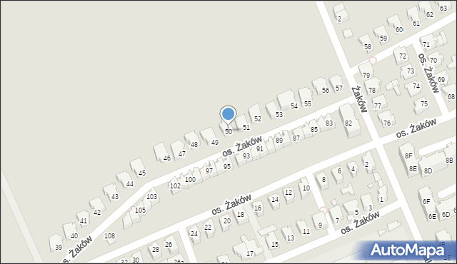 Świebodzin, Osiedle Żaków, 50, mapa Świebodzin
