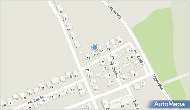 Świebodzin, Osiedle Żaków, 59, mapa Świebodzin